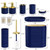 Bathroom Accessories, Navy Blue and Gold Bathroom Set with Trash Can