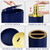 Bathroom Accessories, Navy Blue and Gold Bathroom Set with Trash Can