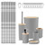 Bathroom Accessories Set, Grey Shower Curtain Set with Trash Can, Soap Dispenser, Toilet Brush Holder