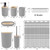Bathroom Accessories Set, Grey Shower Curtain Set with Trash Can, Soap Dispenser, Toilet Brush Holder