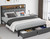 Queen Size Bed Frame with Headboard and Storage, Drawers Platform Bed Frame with Storage Chargin Station LED Light Bedframe