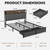 Queen Size Bed Frame with Headboard and Storage, Drawers Platform Bed Frame with Storage Chargin Station LED Light Bedframe