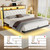 Queen Floating Bed Frame with Headboard, LED Floating Bed Frames with Charging Station and Upholstered Backrest, Storage Shelf