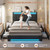 ADORNEVE Full Size Bed Frame with Storage Headboard & 4 Drawers, LED Bed Frame Full with Charging Station