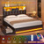 AOGLLATI Full Bed Frame with Stylish Bookcase Headboard & Charging Station & LED Lights,Full Size Bed Frame with 4 Storage Drawers