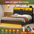 BTHFST LED Bed Frame Full Size with Charging Station & 4 Drawers, Full Size Bed Frame with Headboard Storage