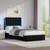 Twin Upholstered Bed Frame with LED Lights, Faux Leather Platform Bed with Headboard and Wooden Slats Support