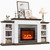 Naice 72" Electric Fireplace with Mantel and Cabinets, Fireplace TV Stand for Living Room Bedroom, Stacked Stone Surround and Remote Control