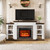 Naice 72" Electric Fireplace with Mantel and Cabinets, Fireplace TV Stand for Living Room Bedroom, Stacked Stone Surround and Remote Control