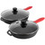 13 Piece Pre-Seasoned Cast Iron Skillet Set with Temperd Glass Lids and Silicone Holders