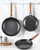 Cast Iron Skillet, 2 Piece Nonstick Frying Pan Set, 8 and 10 Inch with Detachable Acacia Wooden Handle