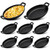 8 Pack Mini Cast Iron Fajita Skillet, 7.1" x 4.7" Oval Sizzling Steak Plate Pan Small Ramekin Set Black Casserole Dish
