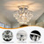 Chandelier Semi Flush Mount Ceiling Light Fixture Silver Ceiling Lamp for Hallway Bedroom Bathroom