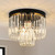 12.6" Black Crystal Ceiling Light 4-Light Modern Fixture 2-Tier Luxury K9 Crystal
