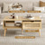 Coffee Table with Storage, Boho Dining Table with Rattan Drawer and Solid Wood Legs