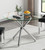 Pvillez Modern Round Dining Table for 2 4 People, 36 in Glass Kitchen Dining Room Table with Silver Metal X-Shaped Legs