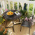 VECELO Round Dining Room Table with Wood Grain Tabletop and Steel Frame, for Kitchen, Living R