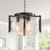 Modern Black Round Glass Chandelier,3 Light Entryway Pendant Lighting,Dining Room Lighting Fixtures