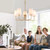AMZASA Farmhouse Chandelier, 5-Lights Visual Comfort Gold Light, Muted Gold with White Fabric Shade