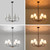 31.5" Dining Room Chandelier with Shades, Modern 6 Light Pendant Lights Kitchen Island Gold and Black Chandelier