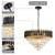 10-Light Large Crystal Chandelier 24" Dining Room Light Fixtures 5 Tiers Flush Mount Black and Gold Chandelier
