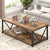 Rustic Wood and Metal Living Room Table with Storage Shelf, Industrial Rectangle Center Table, 47 Inch Brown