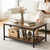 SUPER DEAL 2-Tier Industrial Coffee Table with Storage Shelf for Small Apartment Living Room