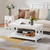 Yaheetech Wood 2-Tier White Coffee Table with Storage Shelf for Living Room, 39.5 x 20 x 18 Inches