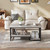 2-Tier Coffee Table with Storage, 39.4" Farmhouse Wooden Center Table, Easy to Assemble, for Living Room, Wash Gray