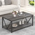 Rustic Wood and Metal Cocktail Table for Living Room, 39.3 Inch Dark Gray
