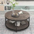 NSdirect Round Coffee Table,36" Coffee Table for Living Room,2-Tier Rustic Wood Desktop with Storage Shelf
