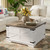 quare Wood Center Table Set for Living Room with Pull Up Large Hidden Storage Compartment, Maple White