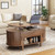 ONBRILL 43.3" Oval Lift Top Coffee Table with Hidden Compartment, Fluted Wood Coffee Table with Sliding Door