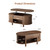 ONBRILL 43.3" Oval Lift Top Coffee Table with Hidden Compartment, Fluted Wood Coffee Table with Sliding Door