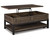 Rustic Rectangular Lift Top Coffee Table and Fixed Lower Shelf, Brown