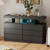 BEWISHOME Black Dresser for Bedroom with Charging Station and LED Lights, 6 Drawer Dresser Chests of Drawers