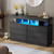 BEWISHOME Black Dresser for Bedroom with Charging Station and LED Lights, 6 Drawer Dresser Chests of Drawers