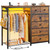 EnHomee 49.2" W Dresser with Hanging Rack & 6 Fabric Drawers – Wooden Top Organize Unit Featuring LED Lights