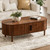 Coffee Table for Living Room, Modern Oval Coffee Table with Cabinets & Sliding Doors, Home Small Space, 47.2"