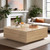 43” Square Coffee Table with Storage, 43" D x 43" W x 17" H Modern Large Square Center Table with 2 Drawers