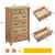T4TREAM Farmhouse 6 Drawers Dresser Chests for Bedroom w/4 Solid Wood Feet &Column Decor, Tall Wood Rustic Chest of Drawers