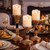 Resin Pillar Candle Holders Set of 3 – an Antique Gold Frame with Engraved Decorations (9", 7.5", 6") with 3.1" Tray & Velvet Anti-Slip Base for Table Centerpiece