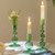 3PCS Green Candle Holder Taper Candle Holders Bulk, Crystal Ribbed Candle Sticks Holder Decor for Table Centerpiece