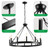 Round Black Chandeliers Farmhouse Modern Wagon Wheel Light Fixtures, for High Ceiling Dining Living Room