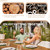 Devoko Home Acacia Wood Dining Table 6-Person Indoor Outdoor Table with Iron Legs
