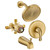 Shower Tub Faucet Set With Valve - Gold Shower Head and Handle Set