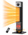Space Heater with Thermostat, Oscillating Ceramic Tower Heater for Large Room, Timer and Remote Control, 1500W Fast Heating, 3D Realistic Flame, Overheat Protection, Digital Display, 33 Inches