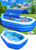 Blow Up Pools with Seats,Backrest.Durable Thickened Inflatable Family Pools for Backyard,118"x75"x22"-Dark Blue