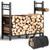 34inch Firewood Rack Indoor with Log Carrier, Outdoor Wood Rack for Firewood,Fire Wood Storage with Kindling Hooks