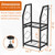 Firewood Rack for Indoor, 2-Tier Firewood Holder with 3 Hanging Hooks